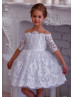 White Lace Tulle Buttons Back Flower Girl Dress Tutu Dress White Lace Tulle Buttons Back Flower Girl Dress Tutu Dress